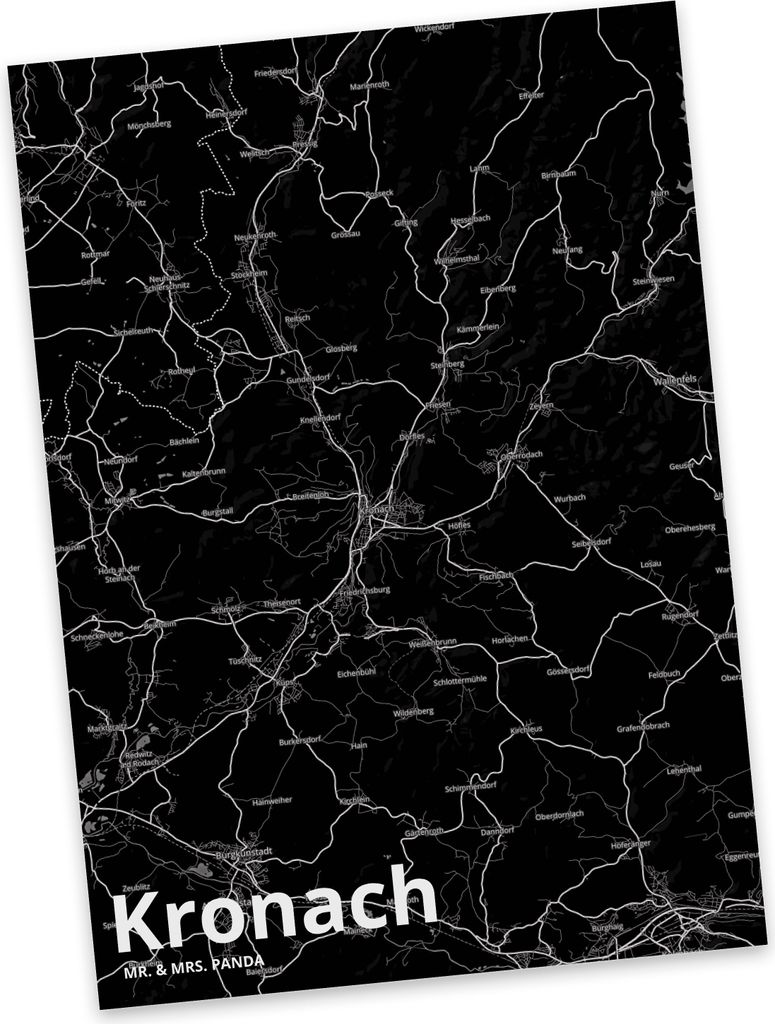 Mr. & Mrs. Panda Postkarte Kronach - Geschenk, Fotokarte, kunstkarte, Ansichtskarten, Stadt Dorf Karte Landkarte Map Stadtplan, Grußkarte, Postkarten