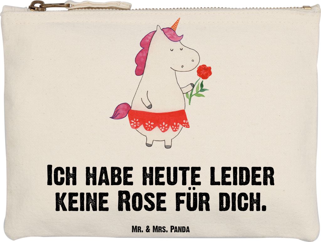 Mr. & Mrs. Panda Mäppchen Einhorn Dame Grösse XL Große - Weiß - Geschenk, Pouch, Freundin, Einhörner, Kulturtasche, Unicorn, Etui, Kosmetiktas...