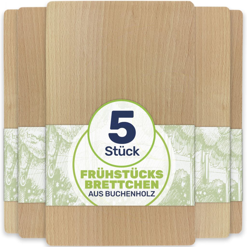 Frühstücksbrettchen Holzbrett Buche 22x12x1 cm, Menge:5 Produktbild 