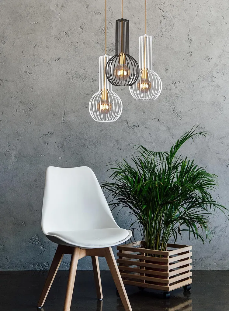 Luminaire Suspendu ARVI Blanc/Or E27 - Solution Éclairage Design 105 cm