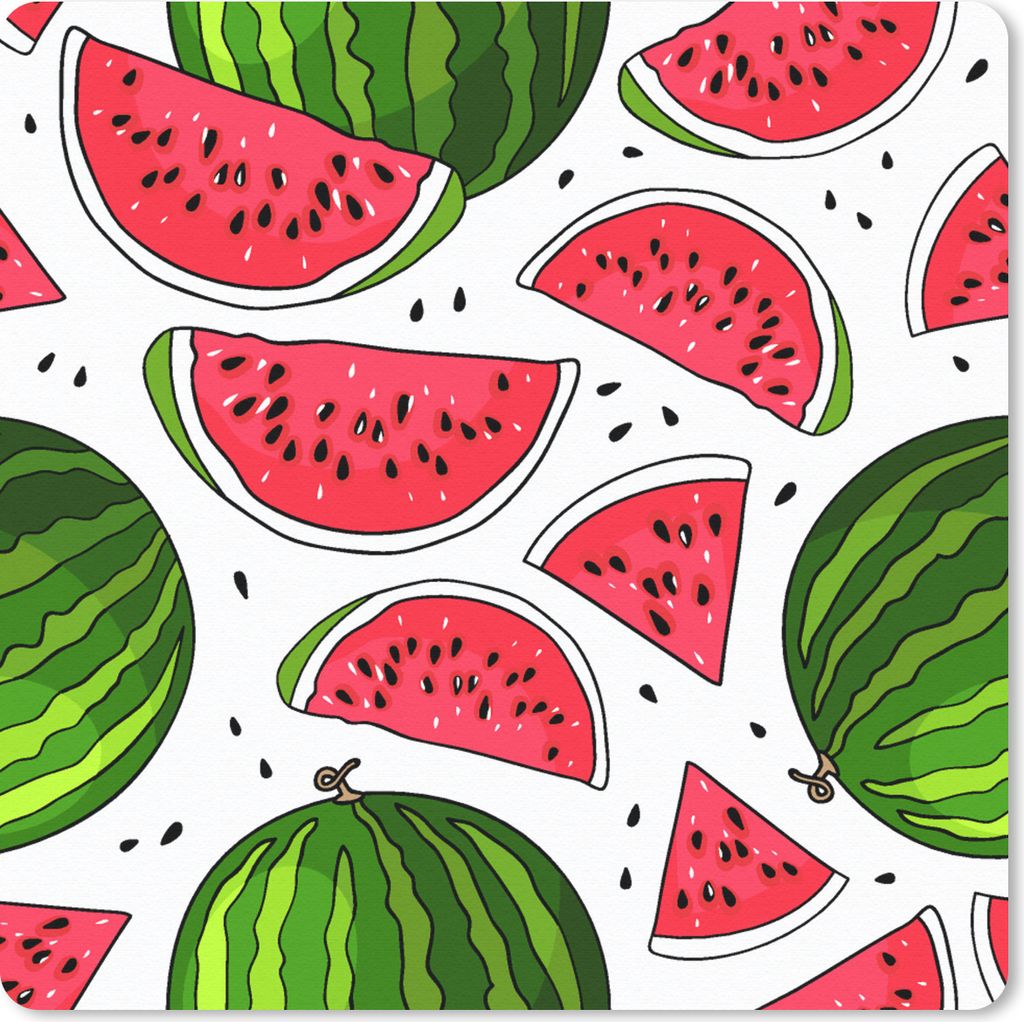 MuchoWow Mauspad Mousepad Muster - Wassermelone - Kern - Frucht 20x20 cm - Mousepads - Maus Mat - Pad - Mausunterlage - Desk Mat - Bureauartikeln