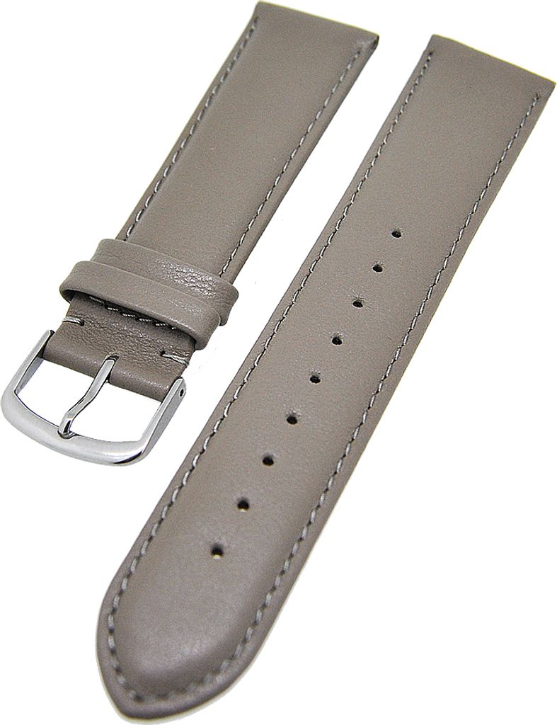 Uhrenarmband Kalbleder Taupe Ton in Ton gepolstert 22mm XL Donschließe