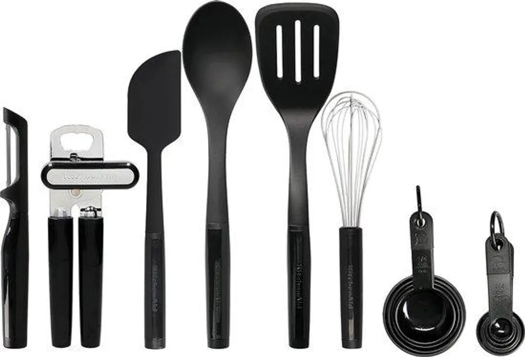 Ustensiles de cuisine résistants à la chaleur, 15 pièces noir silicone