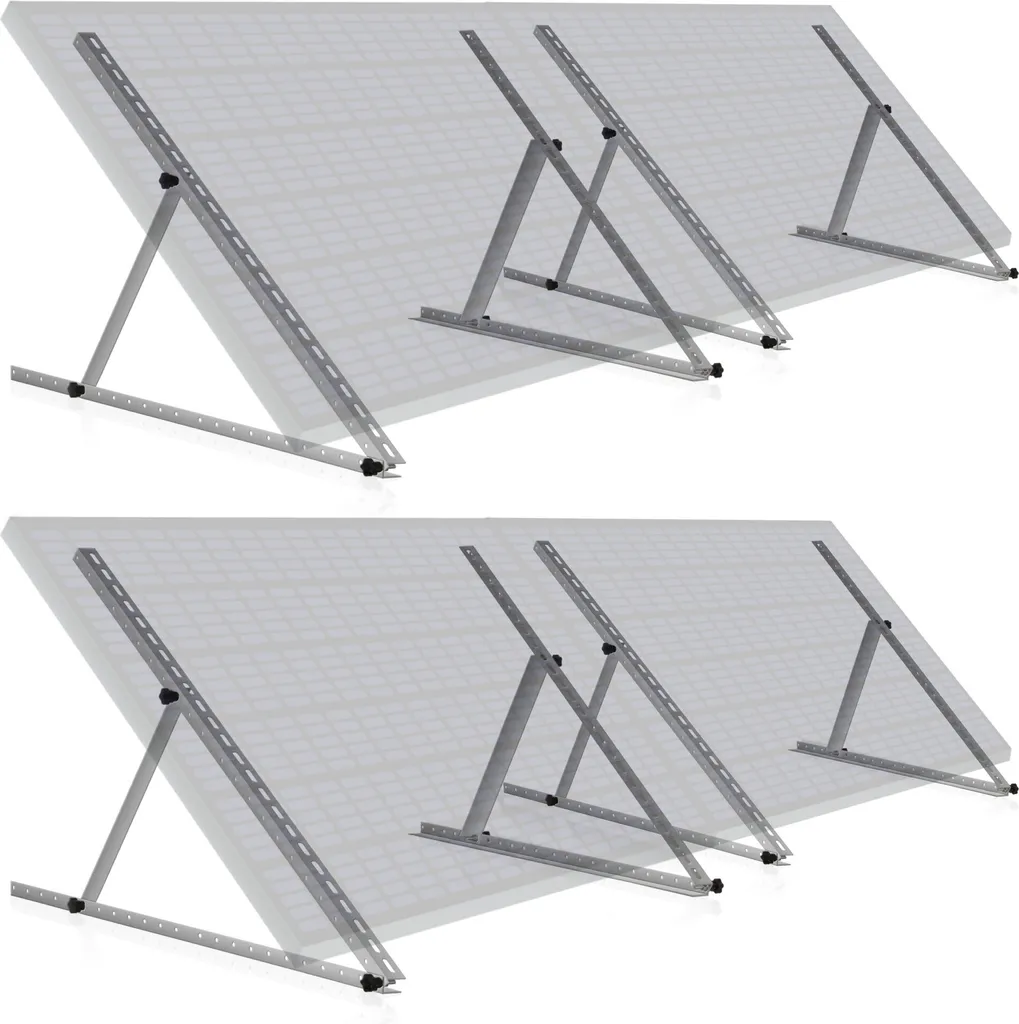 Kit 4 Staffe Zelsius 114cm Fotovoltaico | Inclinazione 90° Alluminio