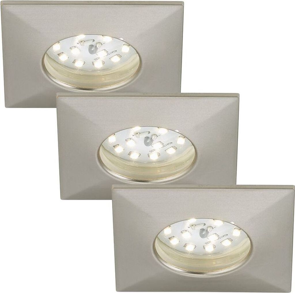 Briloner LED inbouwspots, set van 3, mat nikkel, 5W, 400lm, Productafbeelding 