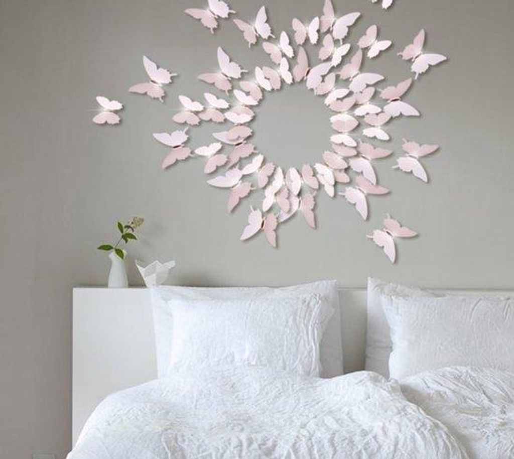 Kunststoff Wanddekorationen, 12 Stück, 3D, rosa, für Wohnzimmer, Kinderzimmer, Türen, Fenster, Badezimmer, Kühlschrank