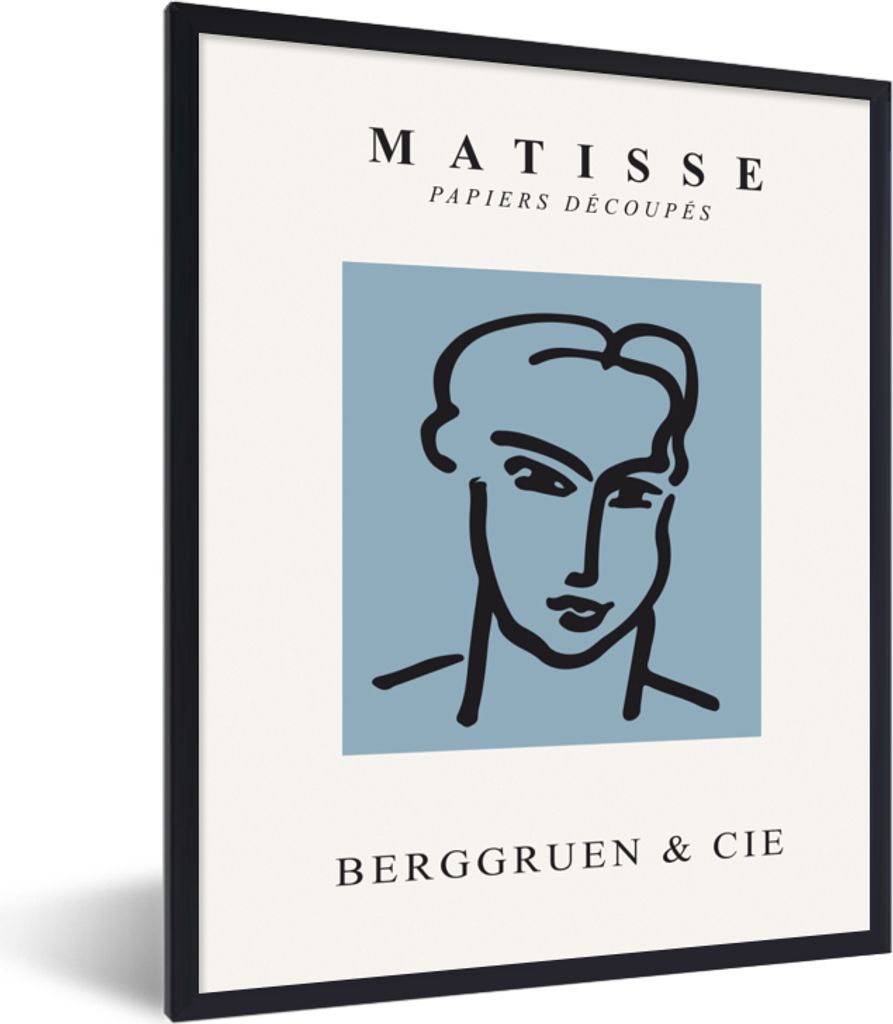 MuchoWow Gerahmtes Poster Porträt - Mann - Blau - Kunst - Henri Matisse 60x80 cm - Poster mit Schwarzem Bilderrahmen Wandposter Rahmen Foto Bild...
