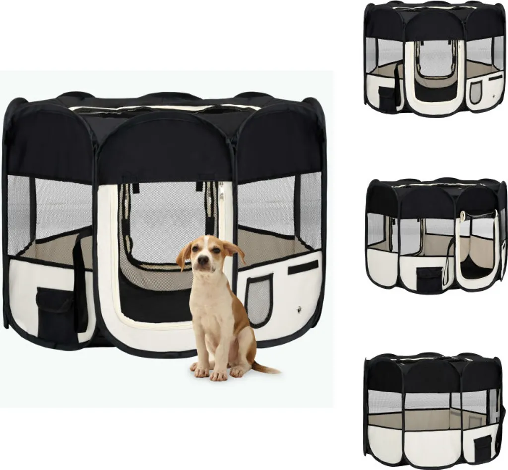 vidaXL Recinto Cani 90x90 cm | Box Pieghevole Nero Salvaspazio