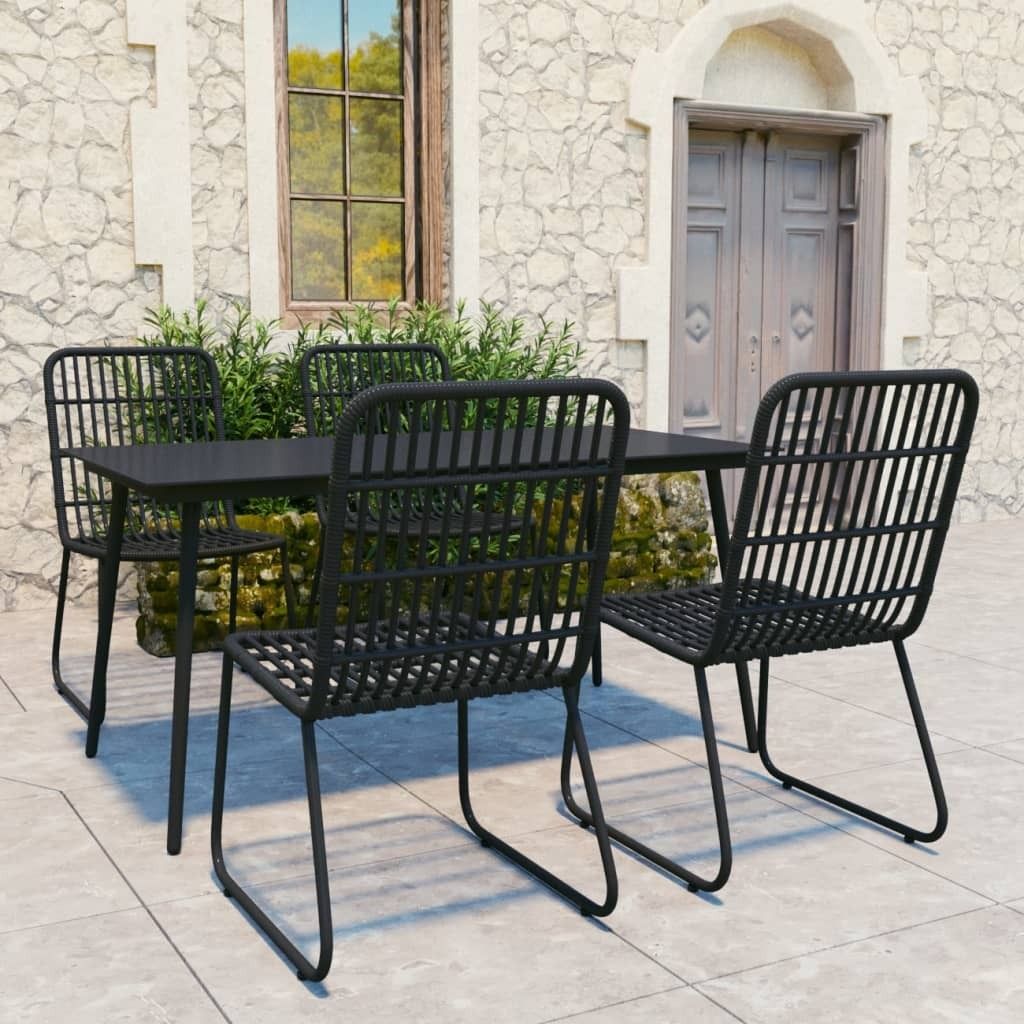 Möbel 5-tlg. Garten-Essgruppe Poly Rattan und Glas - Balkonmöbel 3060245