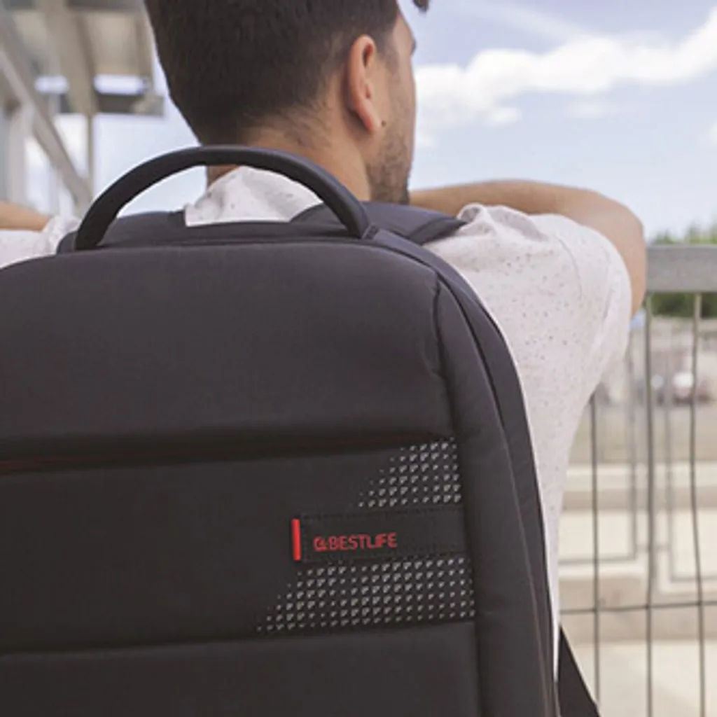 Sac à dos PC 15,6 pouces noir CPLUS, polyester imperméable et rembourré - 4