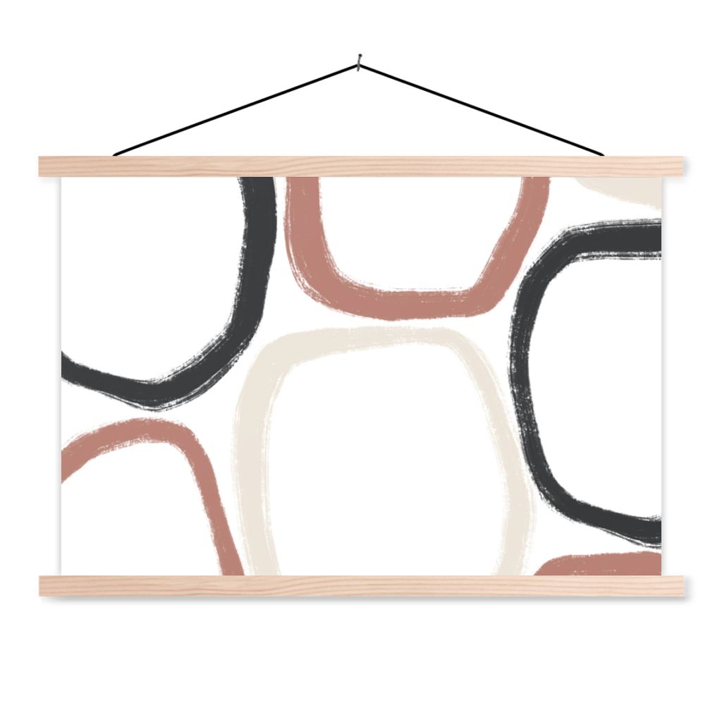 MuchoWow Textilposter Minimalismus - Geometrische Formen - Pastell - Muster 60x40 cm mit holzfarbenen Rahmen - Bilder