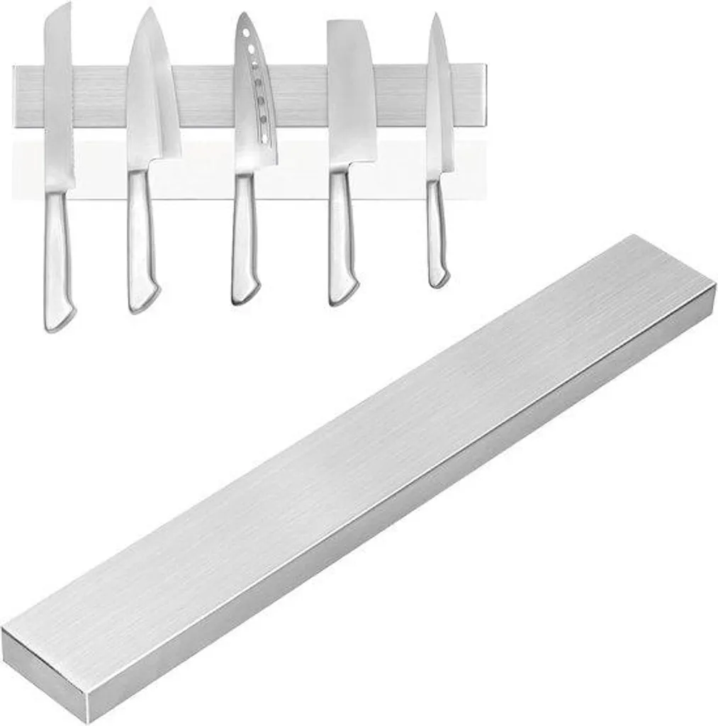 Rangement couteaux aimanté 40 cm en inox : fini les trous au mur !