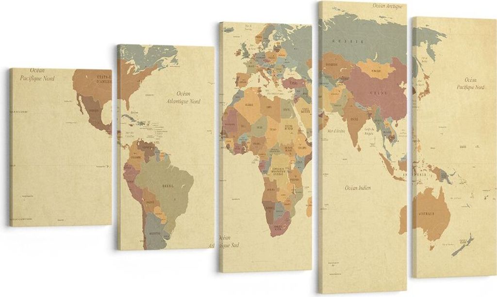 Bild auf Leinwand - Leinwandbild - Karte Welt Land - Produktbild 