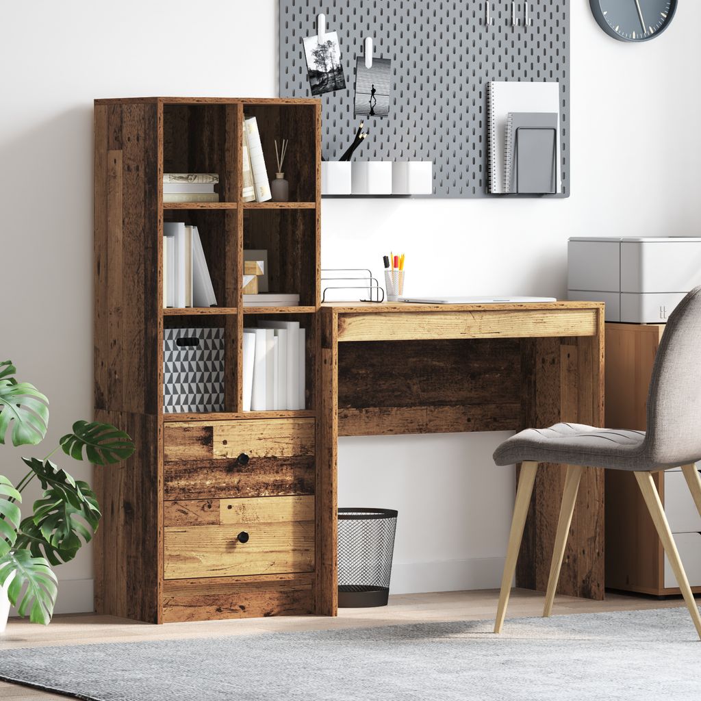 Desgin Schreibtisch mit Stauraum Altholz Holzwerkstoff - Kommoden 3337319