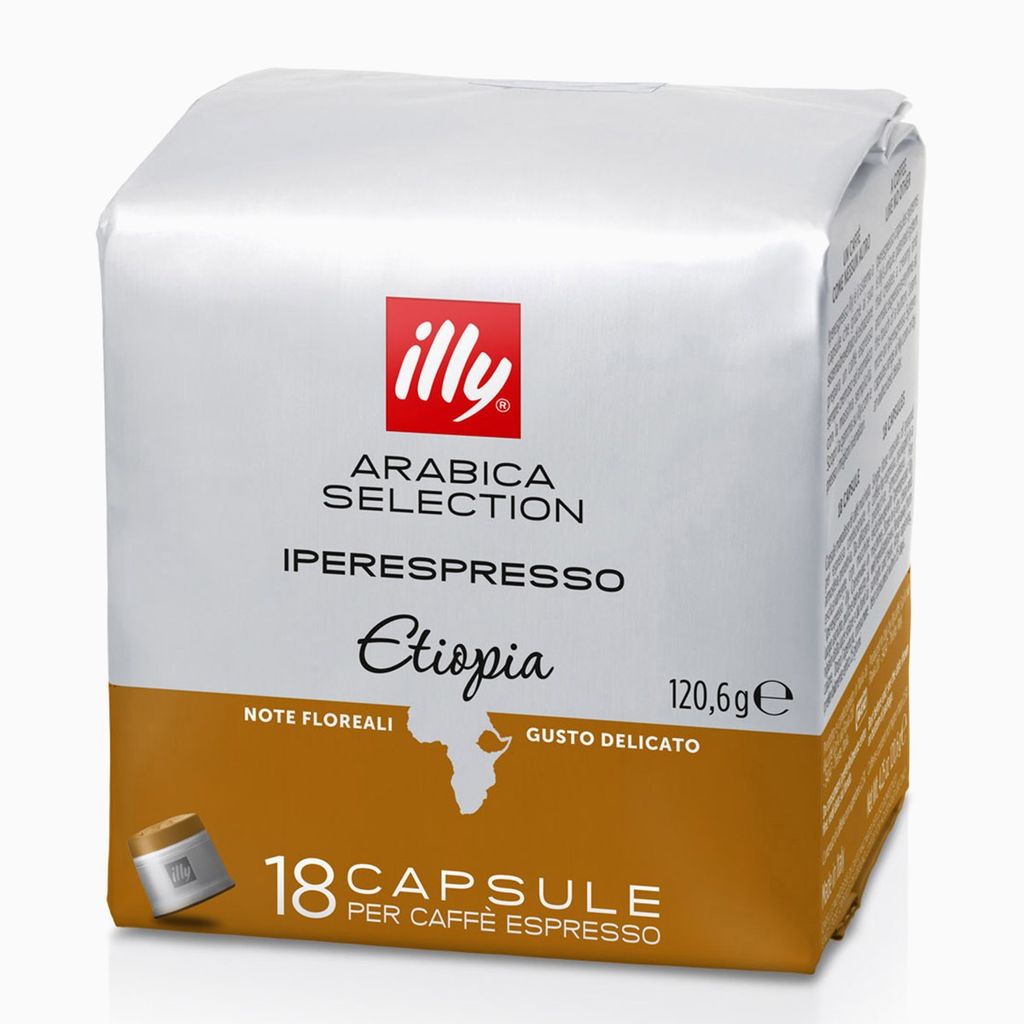 A product shot of Illy Iperespresso Ethiopia coffee capsules.