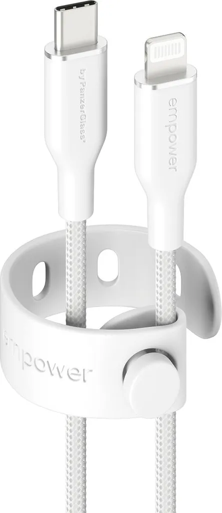 Cavo PanzerGlass Racing USB-C to Lightning 1.2m Bianco | Ricarica Rapida MFi