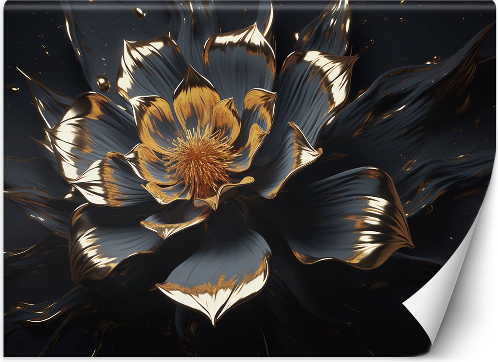 Vlies fototapete Abstrakte Glamour-Blume 400x280 cm Feeby Schwarz inkl. Kleber einfache Montage