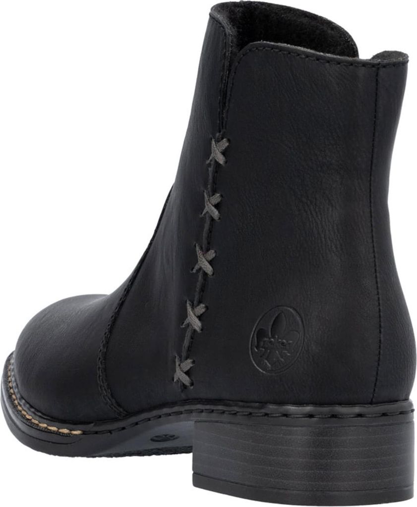 Rieker Damen Stiefelette bequeme Boots Ziernaht Reißverschluss 73475, Größe:38 EU, Farbe:Schwarz