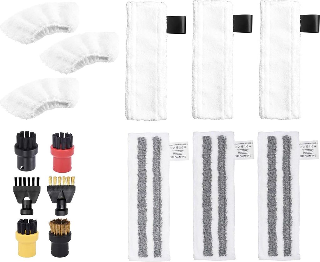 15-teiliges Zubehör für Kärcher Dampfreiniger SC1 SC2 SC3 SC4 SC5, Ersatzbürsten und Tücher für Kärcher Bodendampfreiniger