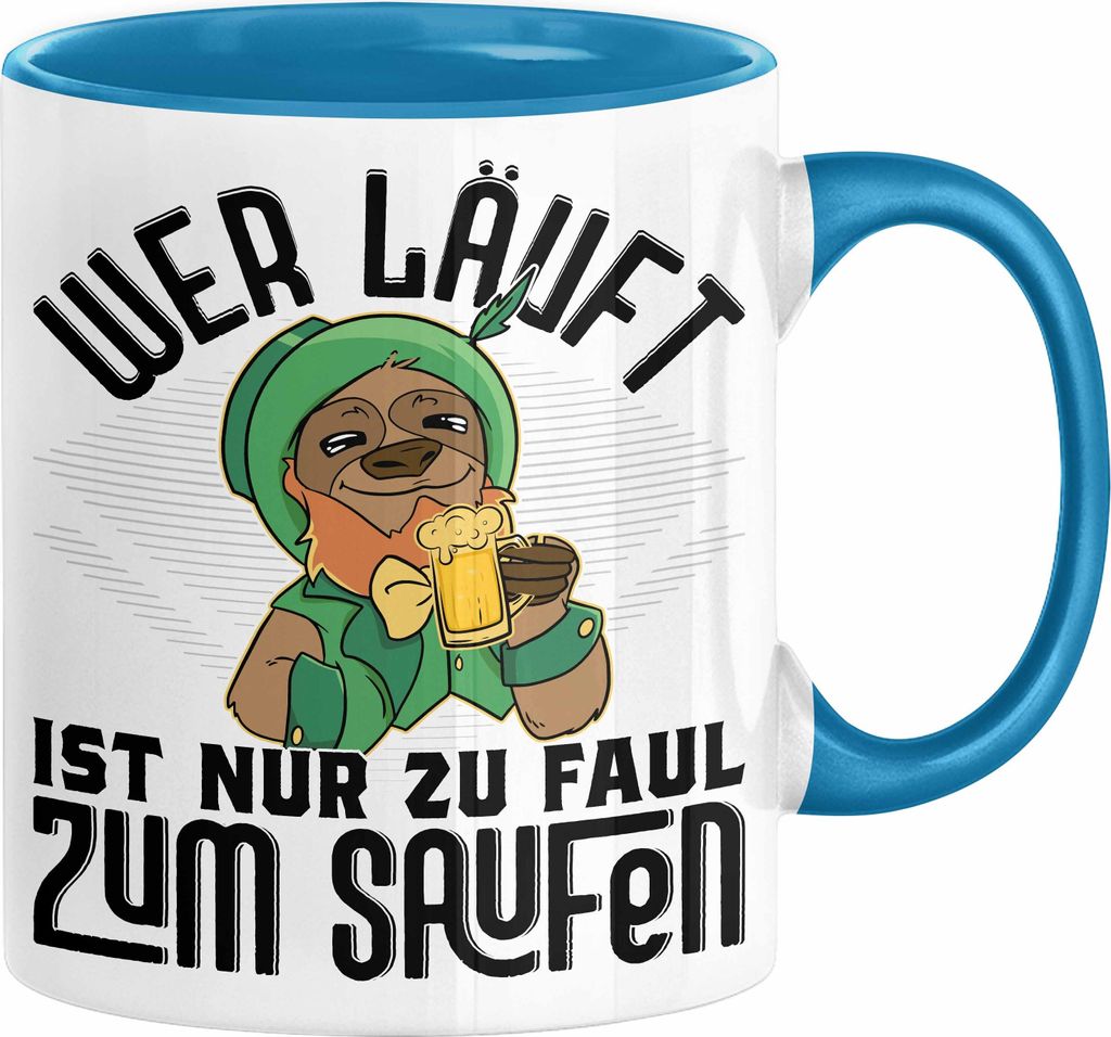 Wandern Tasse Geschenk für Wanderer Männer Geschenkidee Wer Läuft Ist Nur Zu Faul Zum Wandern Berge Wandern (Blau)
