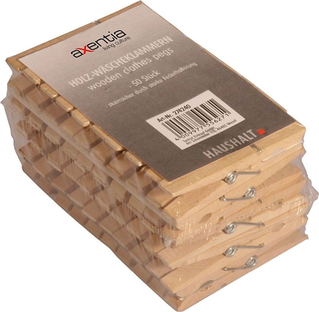 Testrut Axentia Wäscheklammern Holz 50 Stück