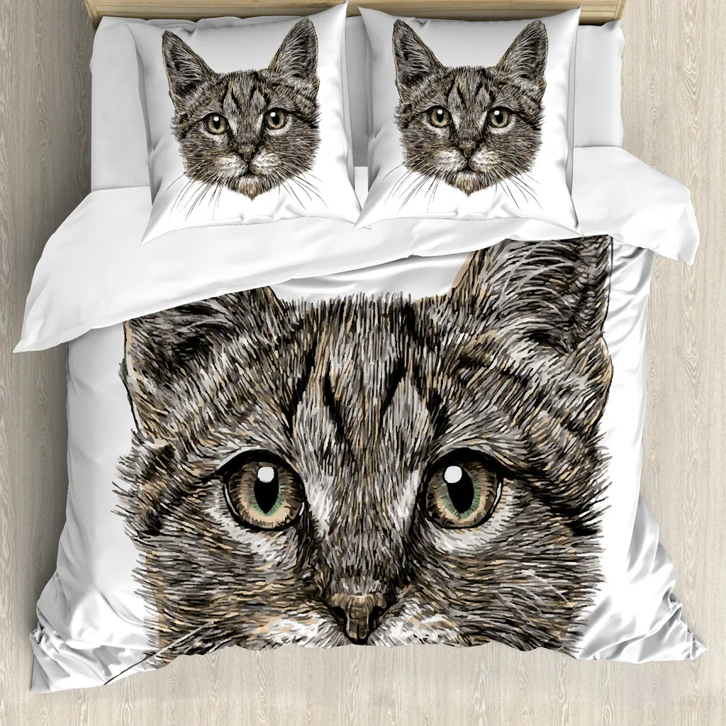 Copripiumino Gatto ABAKUHAUS 200x200 Grigio Antiacaro e Anallergico