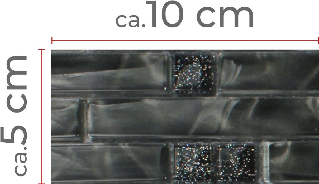 Muster von Glasmosaik Fliesen Villach Schwarz Glitzer