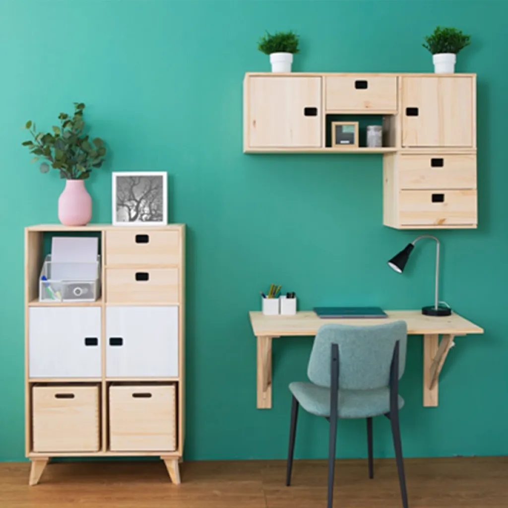 Table de chevet cube en pin 30x30 cm - Meuble d'appoint modulable nature - 2