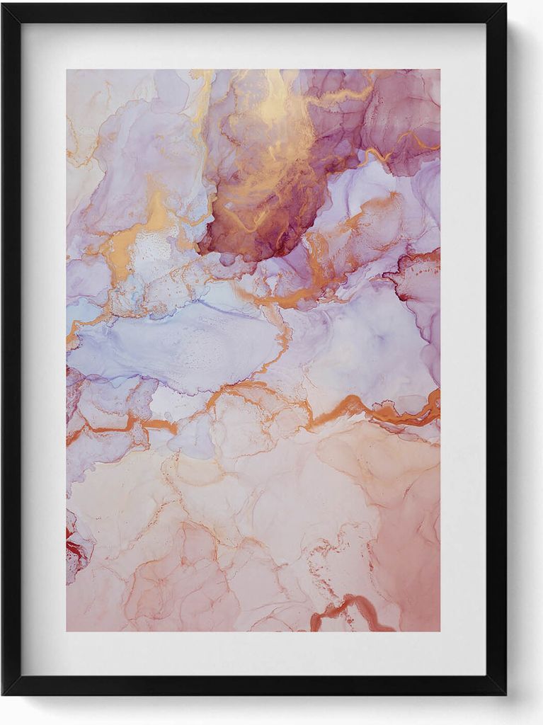 Marmor Textur– Wandbild mit Rahmen – Gerahmtes Bild – Wanddekoration – 50x70 cm – Schwarz Rahmen