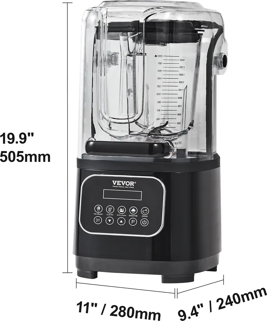 Frullatore Nero VEVOR 2L: Mixer Bar per Cocktail e Frozen Drinks 2200W - 8