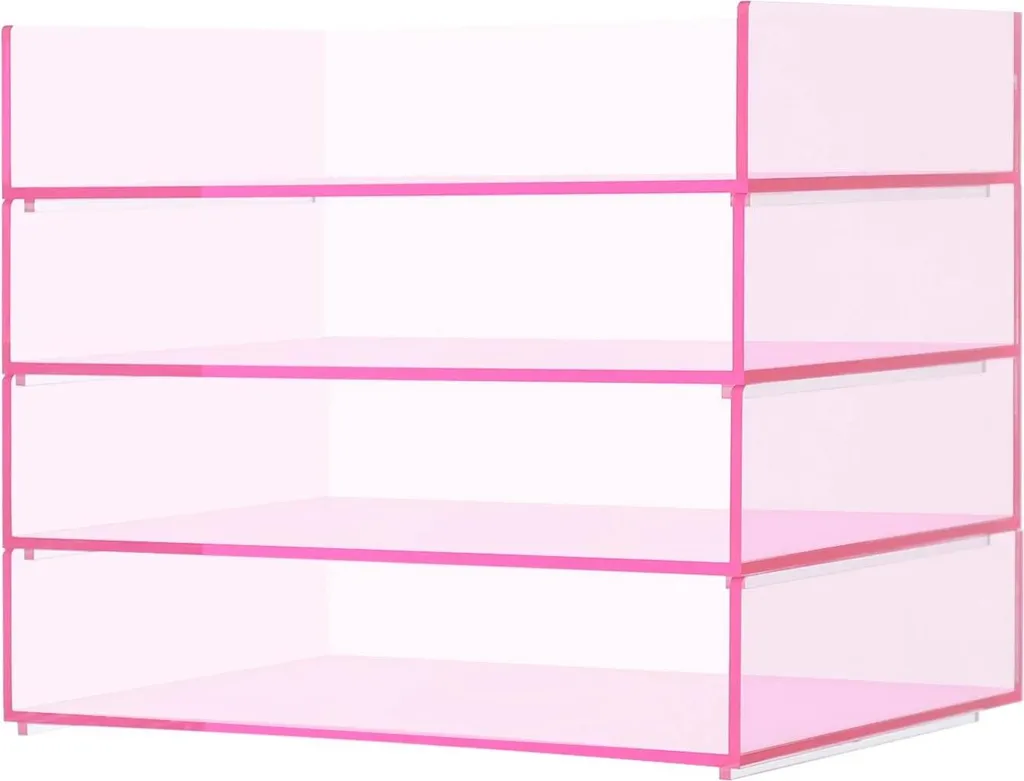 Organizer Scrivania Rosa 4 Livelli Acrilico - Salvaspazio Studio Top