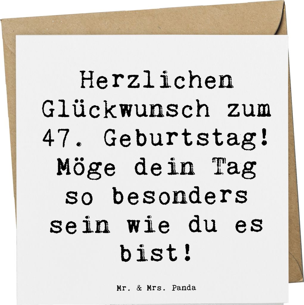Mr. & Mrs. Panda Grußkarte Spruch 47. Geburtstag - Weiß - Geschenk, faltkarte, positive Gedanken, Alter, doppelkarte, Happy Birthday, anlasskarte...