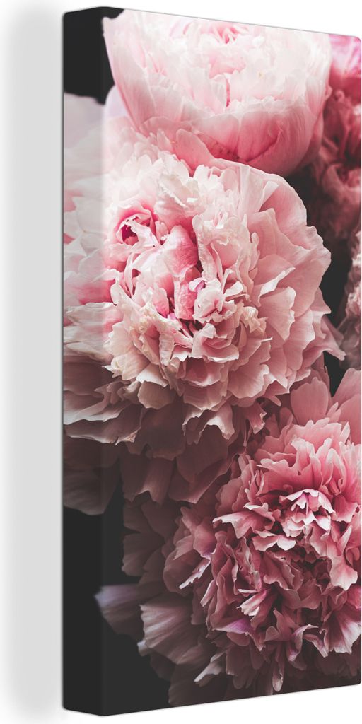 MuchoWow - Leinwandbilder - Blumenstrauß aus rosa Pfingstrosen, Wandbild, Wanddeko Bilder Wohnzimmer, 20x40 cm