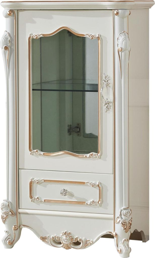 Vitrine Weiß Luxus Wohnzimmer Möbel Holz Glas Design Schrank Klassische