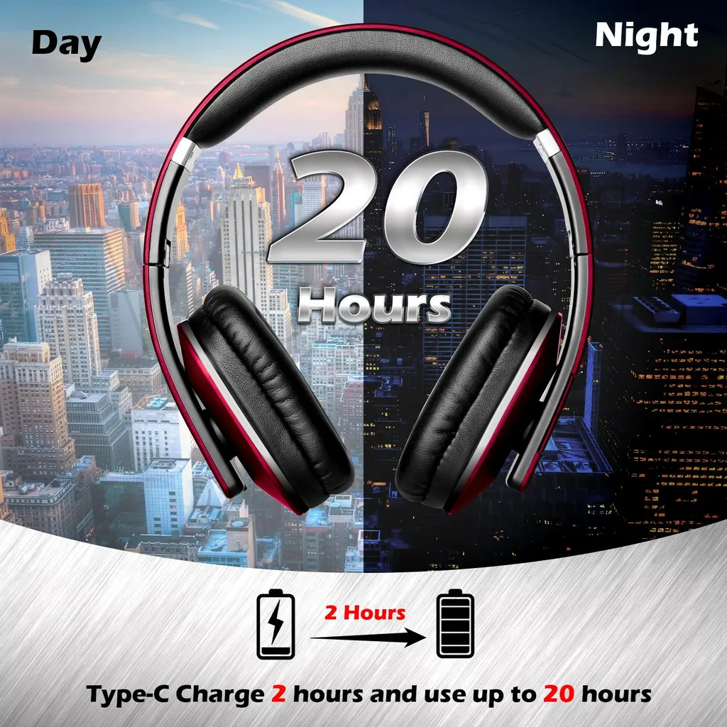 August EP650R Casque Bluetooth NFC rouge avec micro intégré et basses