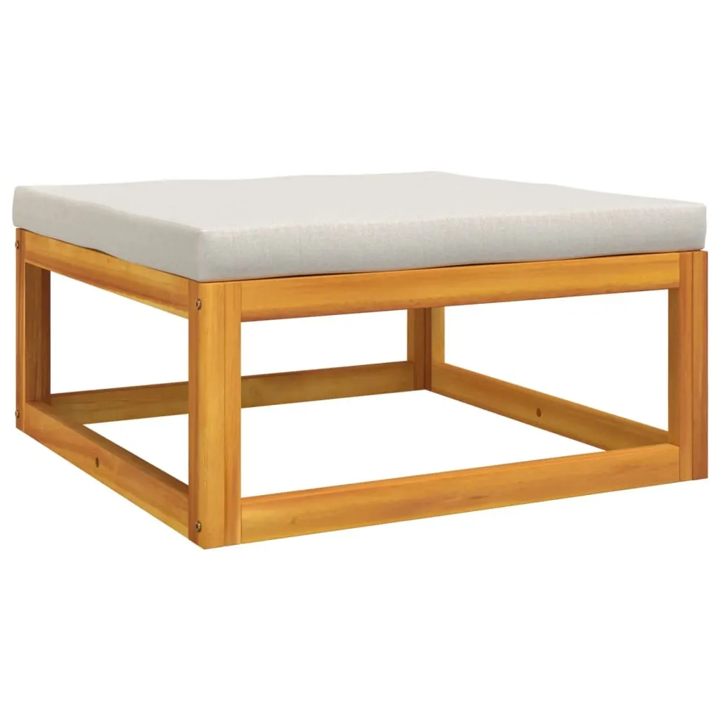 Pouf Sgabello Esterno Acacia e Cuscino Grigio | Arredo Design