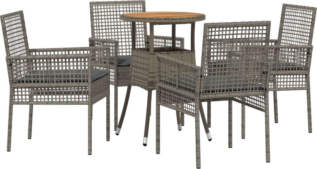 Möbel 5-teiliges Garten-Esszimmer-Set Grau Poly Rattan - Gartenstühle 3334954