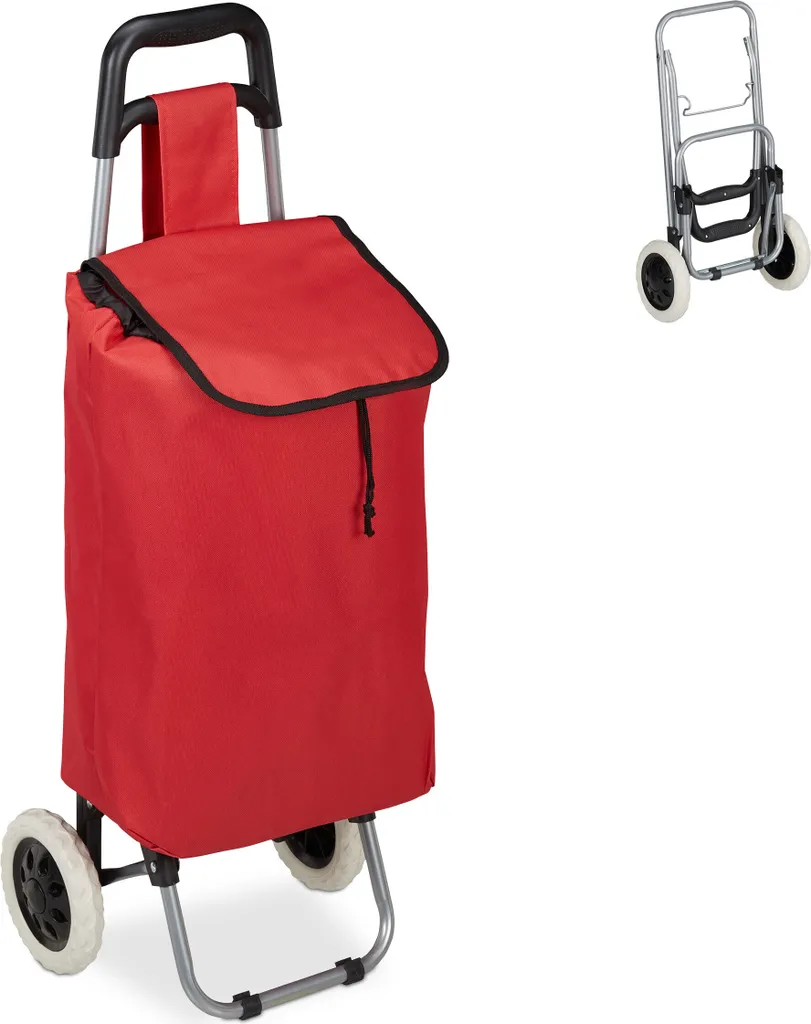 relaxdays 10029467_47 relaxdays Einkaufstrolley Metall rot