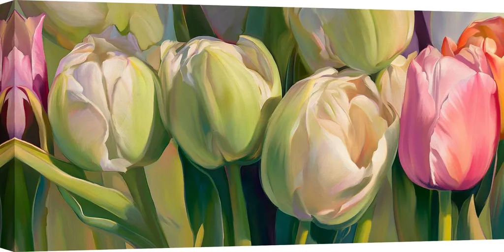 Luca Villa Quadri Tulipani su Tela 70x35 cm - Design Moderno Soggiorno