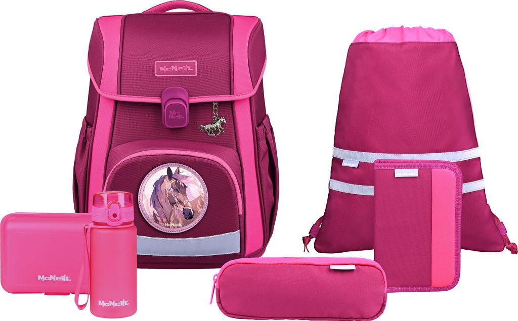 McNeill Schulranzen Bravo Schoolbag Set 9-teilig Berry beere