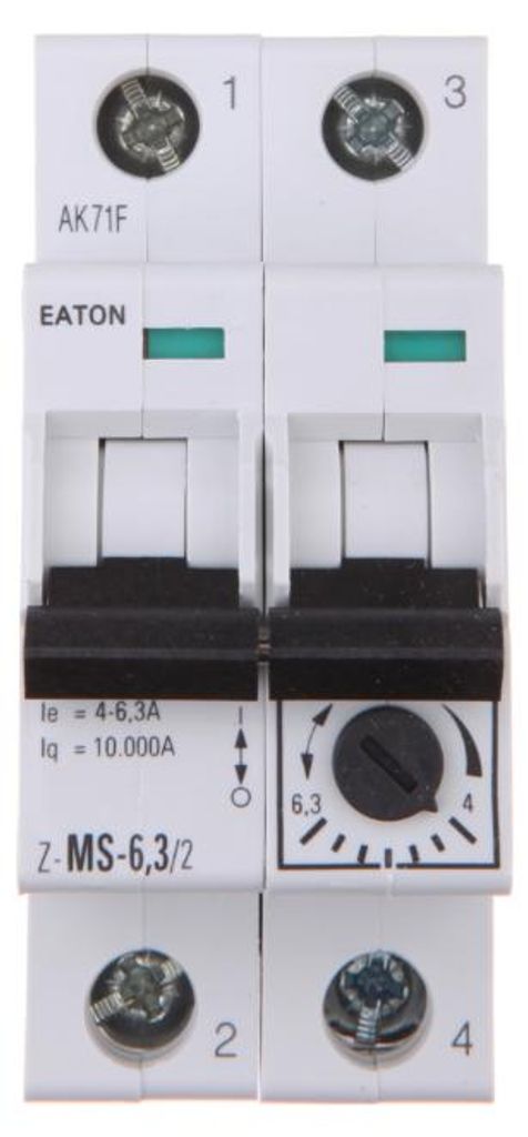Interruptor de protección de motor, 2 polos, 0,75 kW, 4-6,3 Imagen del producto 