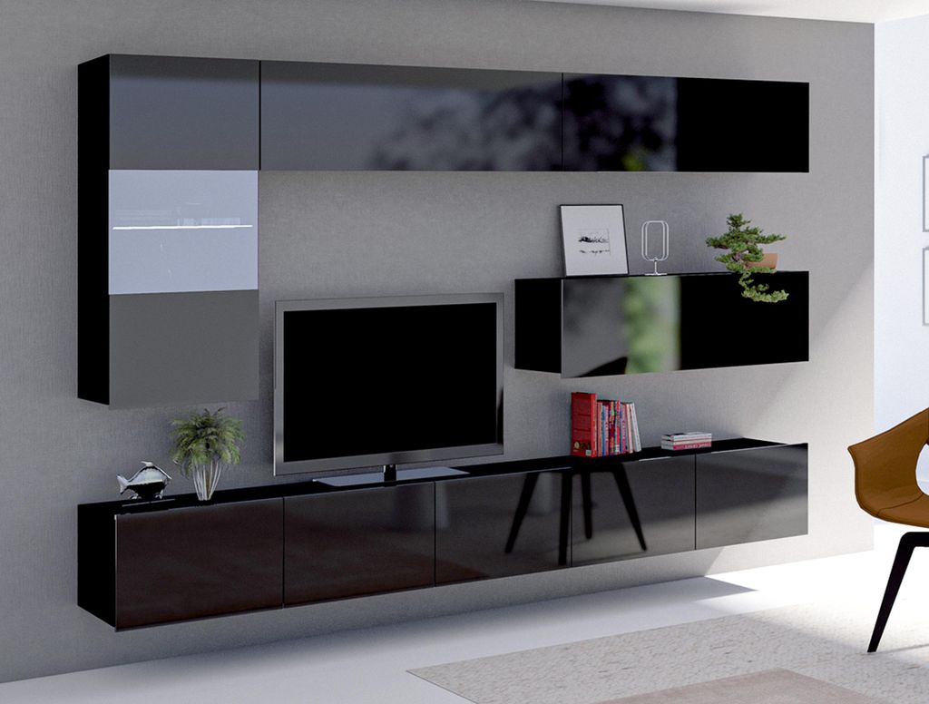 AX LIVING Möbel im Wohnzimmer „Kossana 4“ – 255 cm Breite, Schwarz