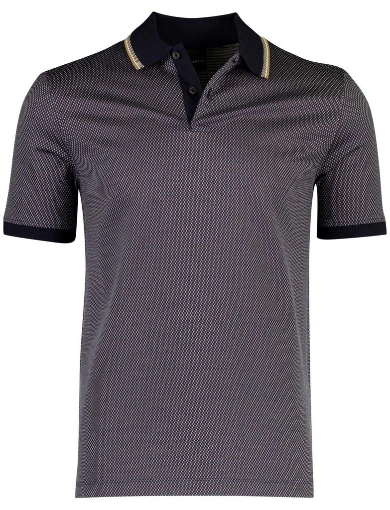 Poloshirt Bugatti dunkelblau bedruckt weite Passform Baumwolle