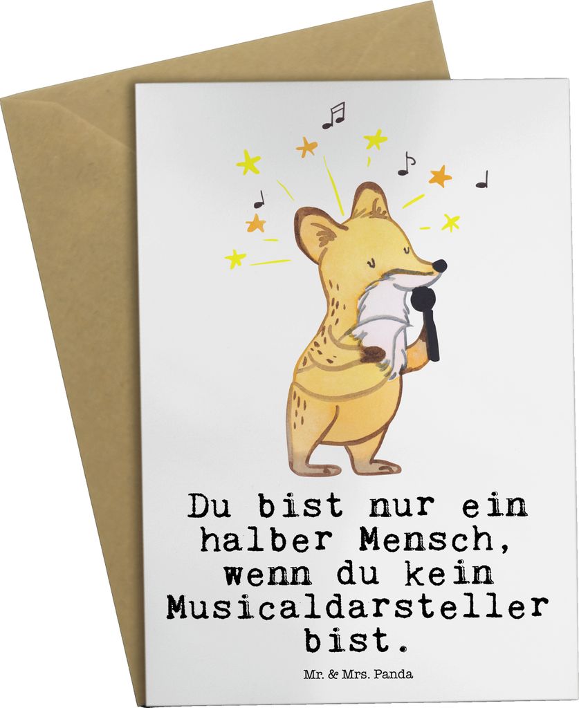 Mr. & Mrs. Panda Grußkarte Musicaldarsteller Herz - Weiß - Geschenk, einladungskarten, babykarte, Klappkarte, weihnachtskarten, dankeskarten
