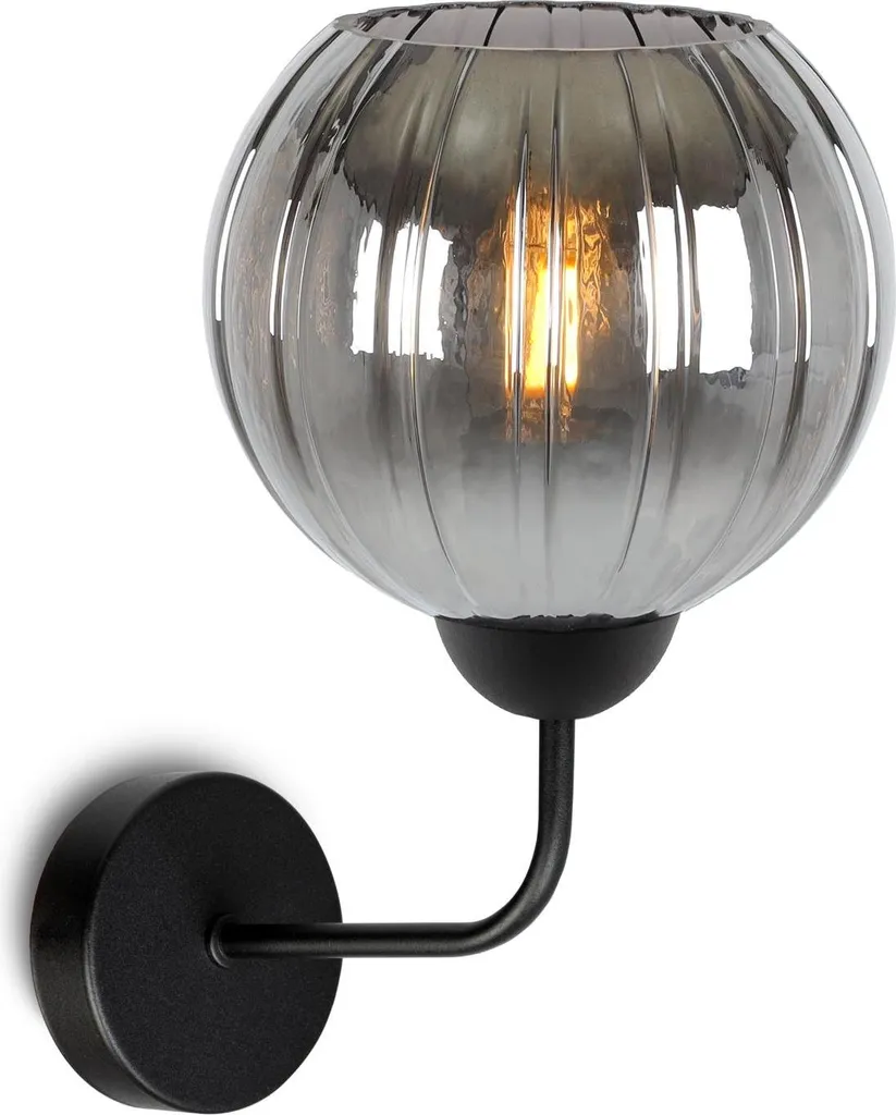 Applique noire moderne à globe graphite E27 pour éclairage chic 12cm - 2