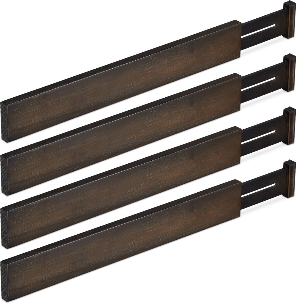 relaxdays 4er Set Schubladentrenner in Dunkelbraun Produktbild 