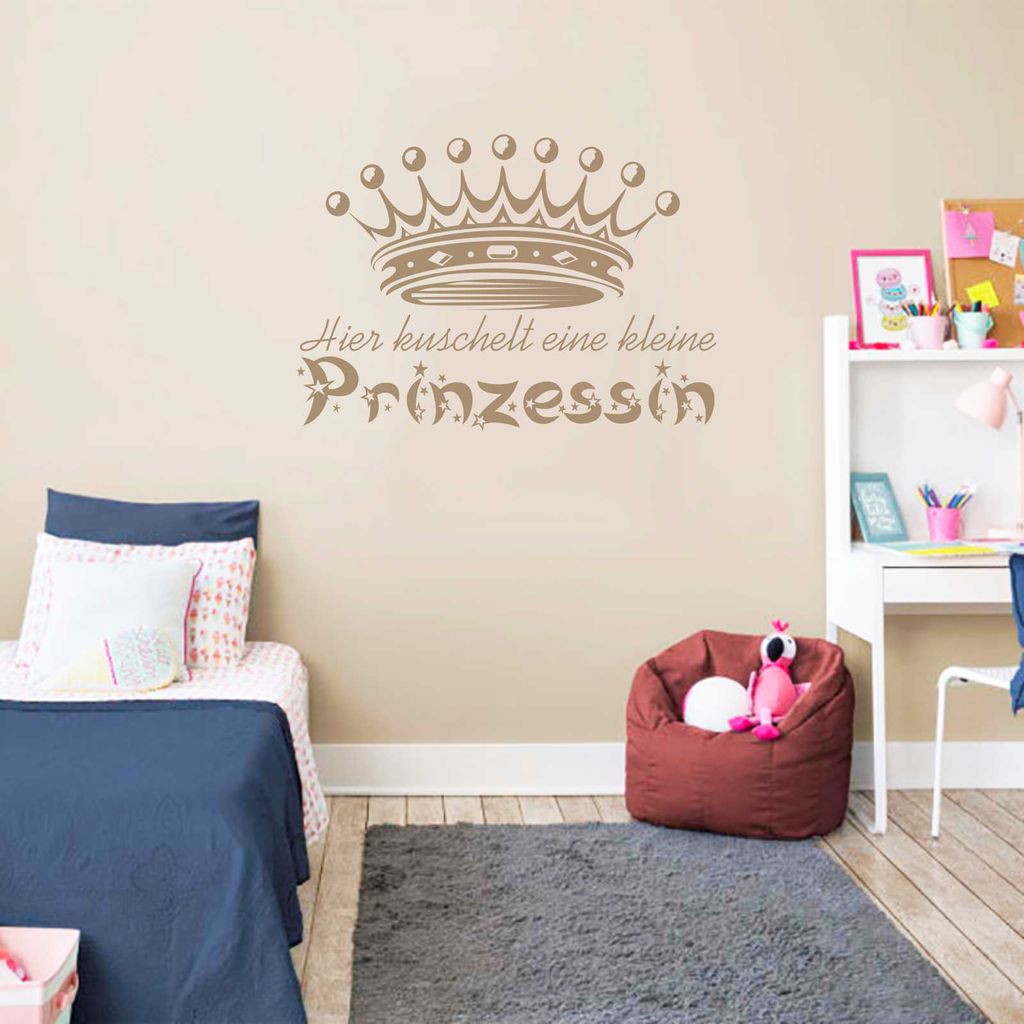 Wandtattoo - Wandaufkleber - Wandtattoo "Kuschel Prinzessin" - 80cm x 57cm braun - Dekoration Küche Wohnzimmer Wand