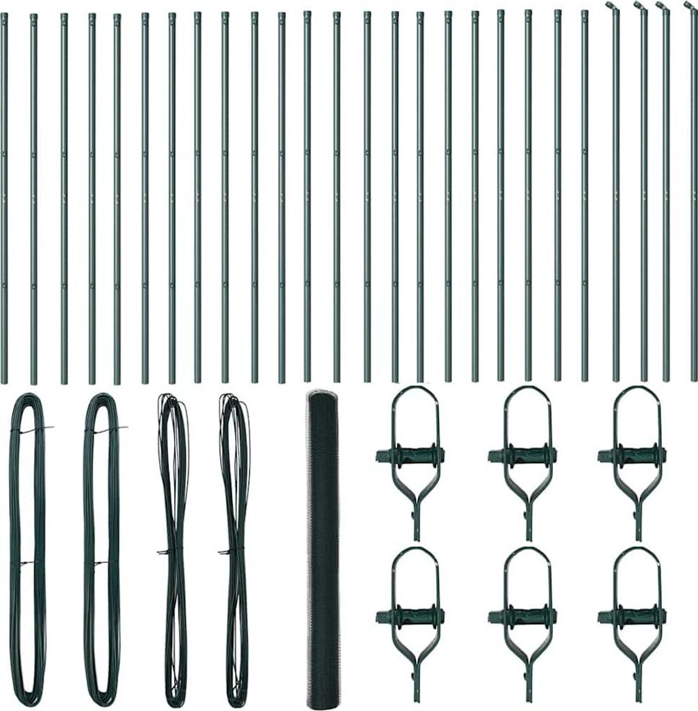 vidaXL Zaunpfosten Grün 50 x 1,5 m (13 mm Maschen) Stahl und PVC