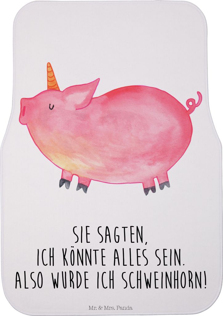 Mr. & Mrs. Panda Auto-Fußmatte Einhorn Schwein - Weiß - Geschenk, Funny, Fußmatte Fürs Auto, Einhörner, Teppich, Bauer, Automatte, English, Au...