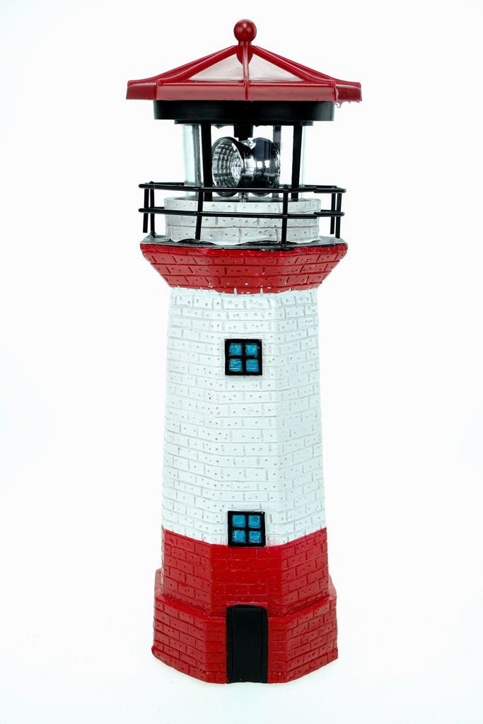 20 cm x Ø Deko Leuchtturm rot weiß ca 8 cm aus Holz